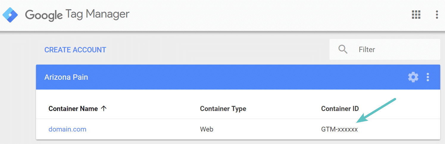 Выполнив вышеперечисленное, вы можете скопировать свой идентификатор контейнера из   Панель управления Google Tag Manager   ,
